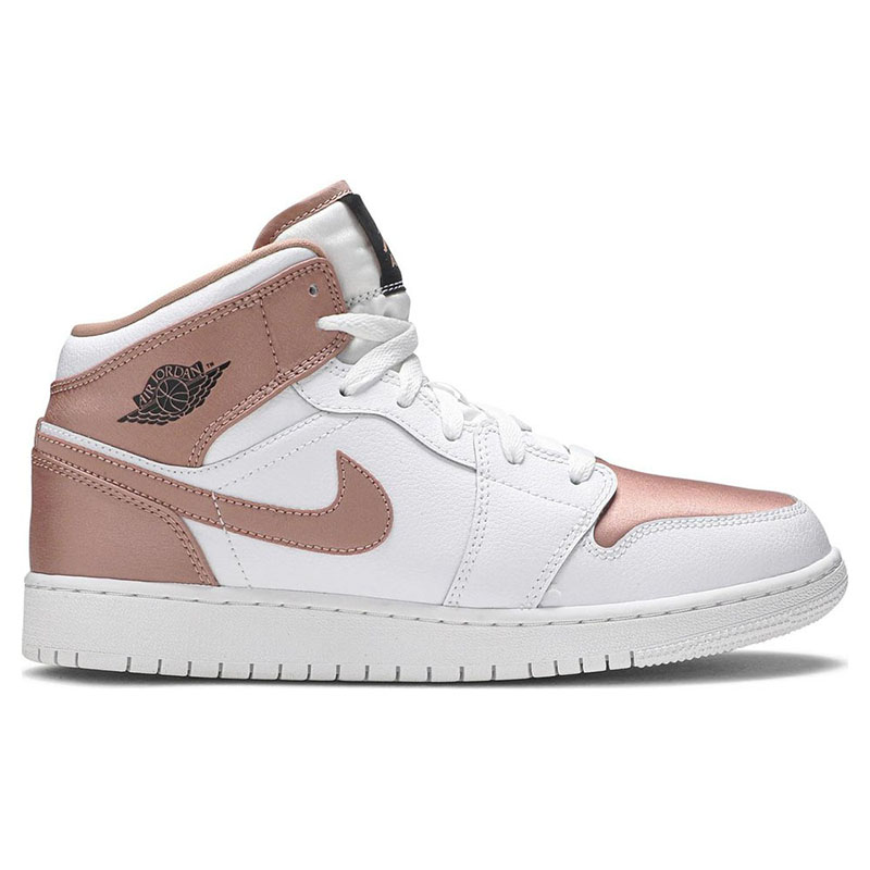 AIR JORDAN 1 MID GS ''WHITE ROSE GOLD''