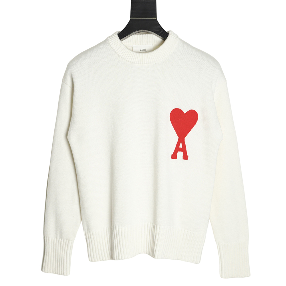 AMI PARIS 21FW Heart Embroidered Round Neck Sweater TSK2