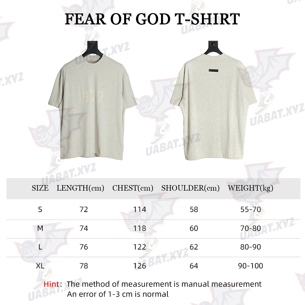 FEAR DF GOD double line 1977 flocking print short-sleeved Ivory
