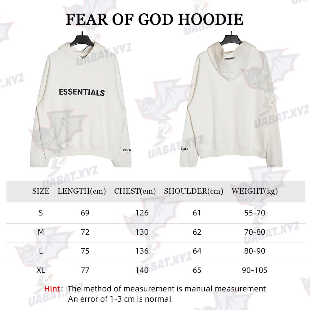 FEAR DF GOD 20FW Chest Silicone Letter Hoodie White