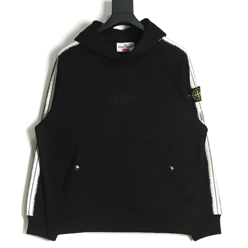 S*p*e ss22 week12 x stone island co-branded side pattern hooded plus fleece sweater