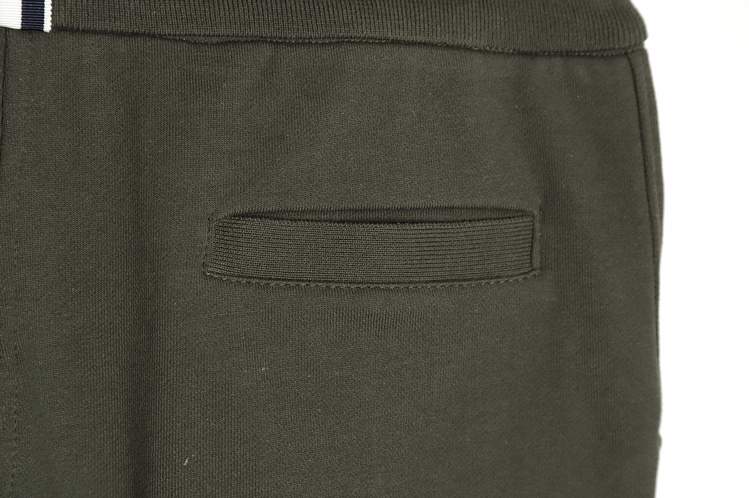 Thon Browne classic four-bar yarn-dyed dark green shorts