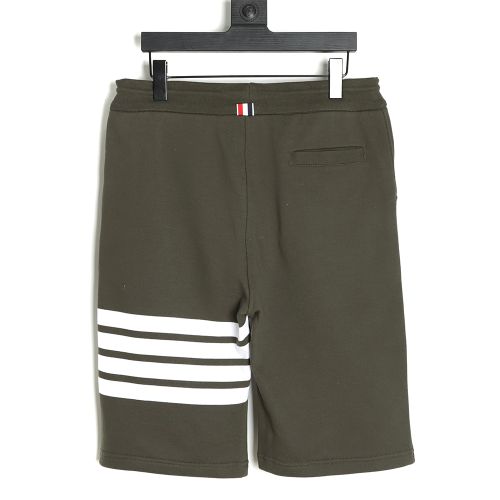 Thon Browne classic four-bar yarn-dyed dark green shorts