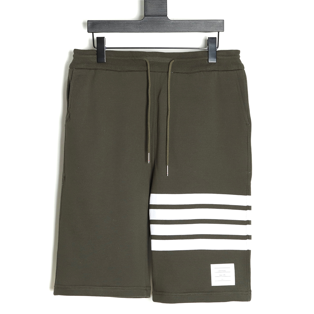 Thon Browne classic four-bar yarn-dyed dark green shorts