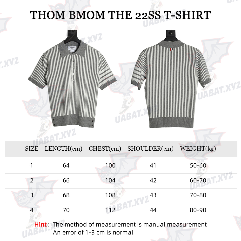 THOM BMOMTHE 22ss striped short sleeve polo shirt