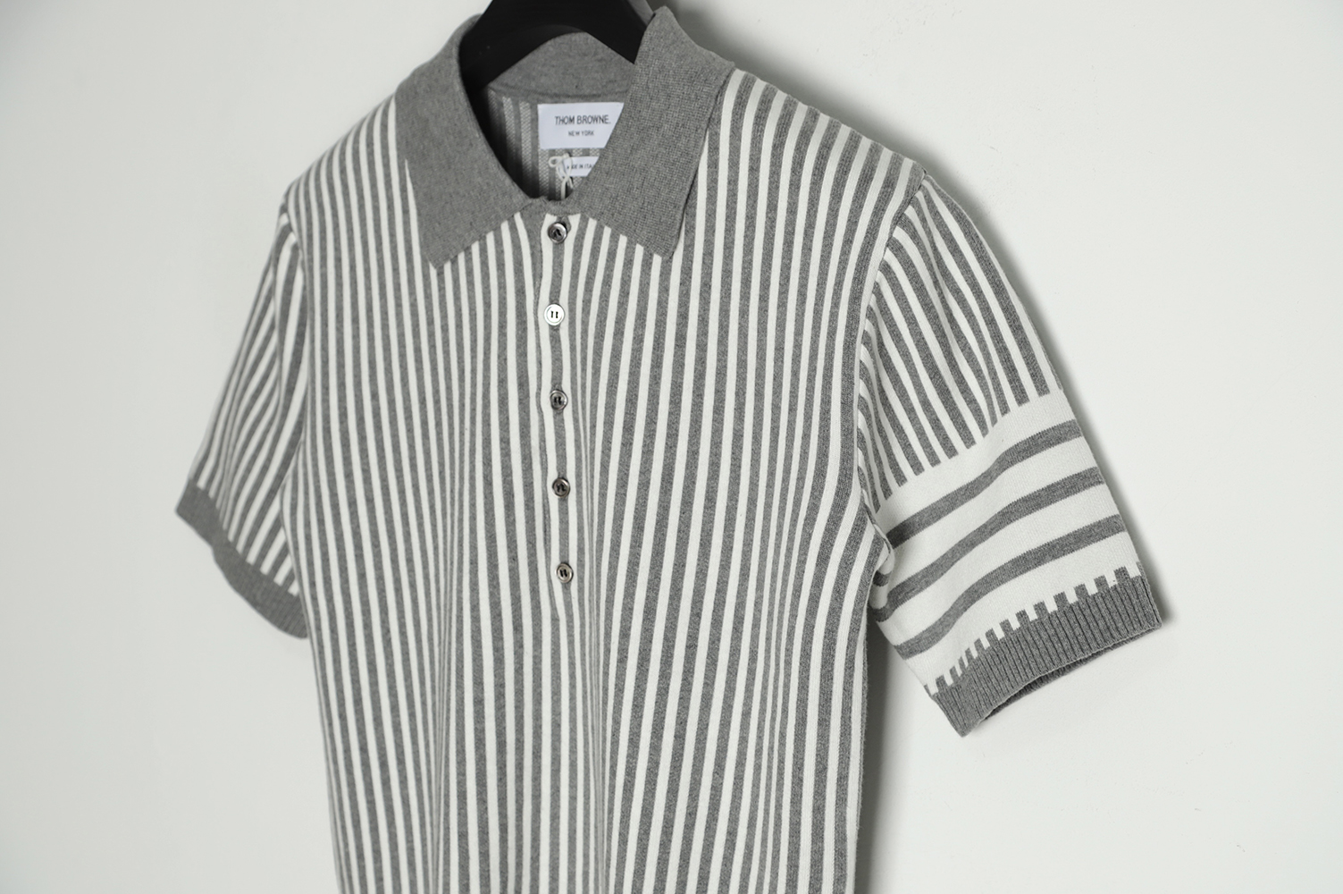THOM BMOMTHE 22ss striped short sleeve polo shirt