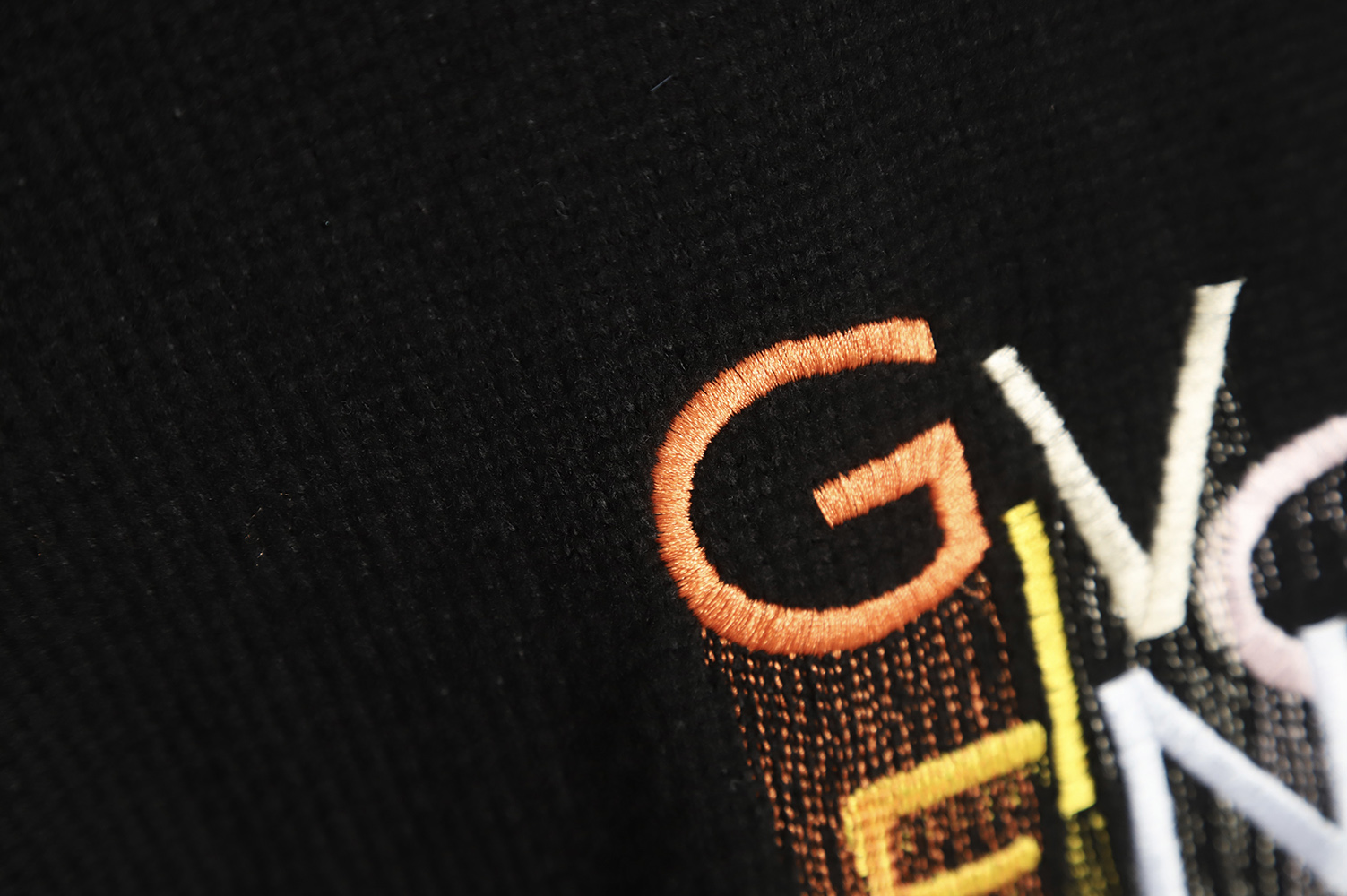 GIVENCHY casual crewneck sweater with rainbow fringe and embroidered letters