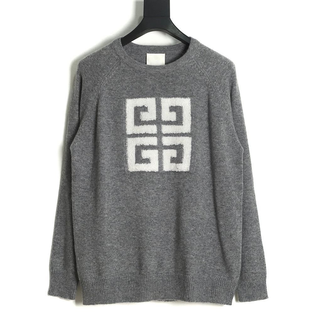 Givenchy 22FW chest large LOGO towel embroidered round neck sweater