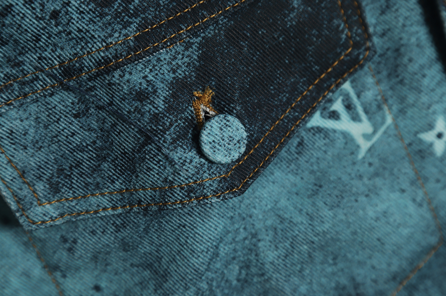 l0*is V*t0n 22fw crushed ice blue splash ink denim jacket