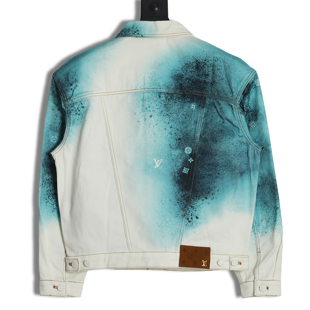 l0*is V*t0n 22fw crushed ice blue splash ink denim jacket