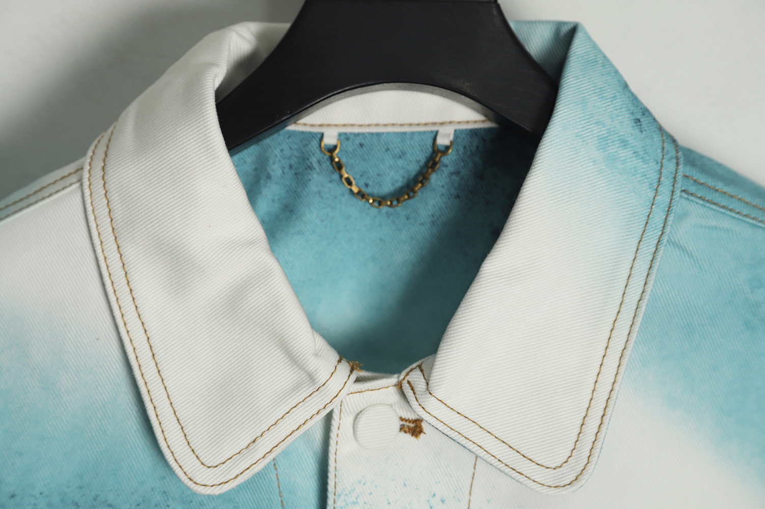 l0*is V*t0n 22fw crushed ice blue splash ink denim jacket