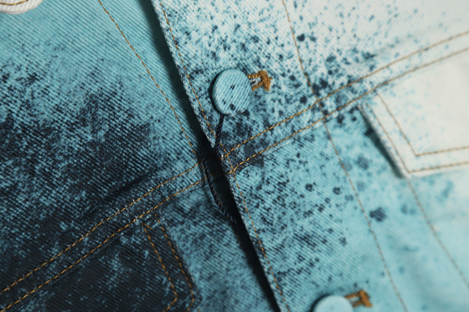 l0*is V*t0n 22fw crushed ice blue splash ink denim jacket