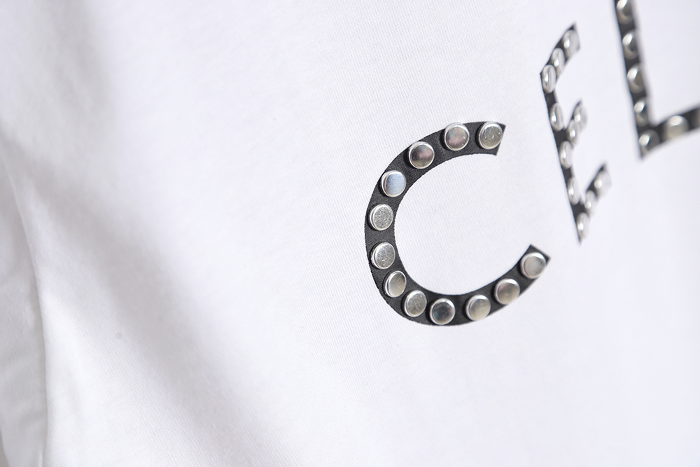 Ce**e 22ss rivet heart letter short-sleeved t-shirt