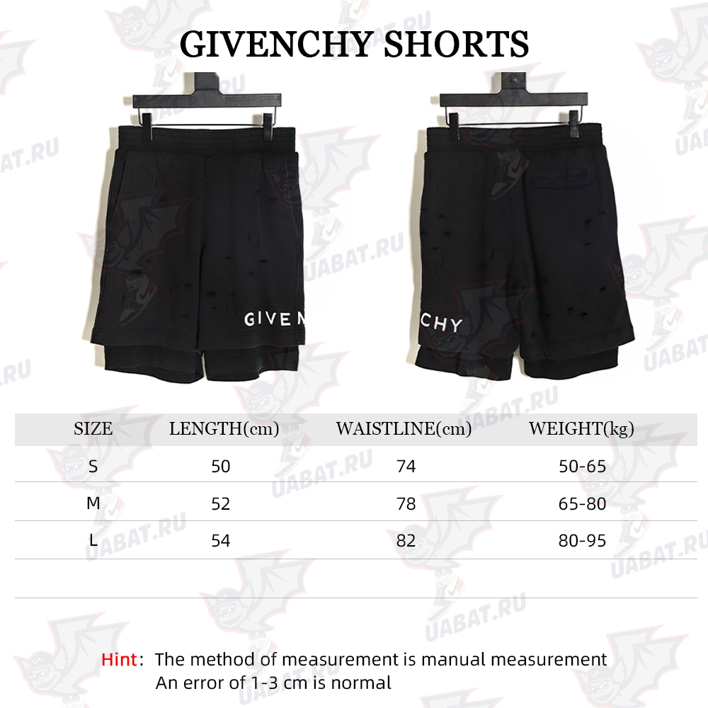 Givenchy 23SS ripped print fake two-piece shorts