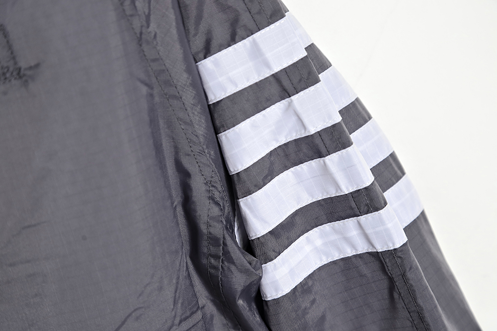 Thom Browne Hooded Four Bar Mesh Windbreaker Jacket