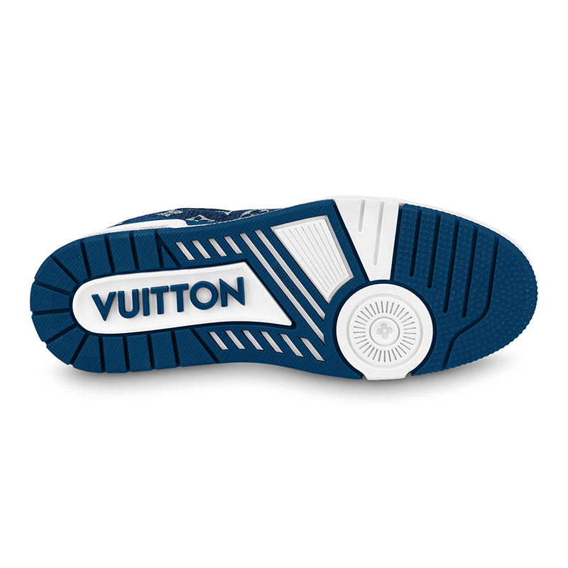 l0*is V*t0n trainer monogram denim white blue