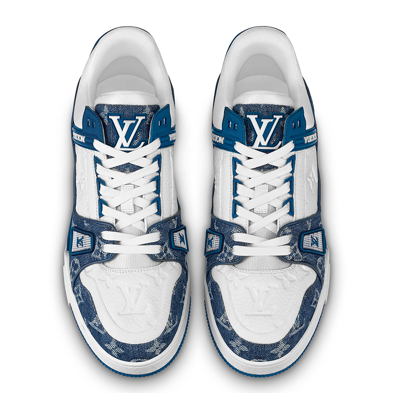 l0*is V*t0n trainer monogram denim white blue