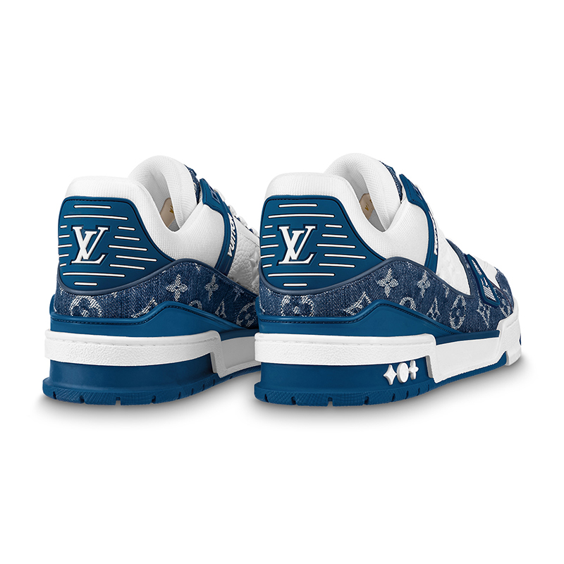 l0*is V*t0n trainer monogram denim white blue