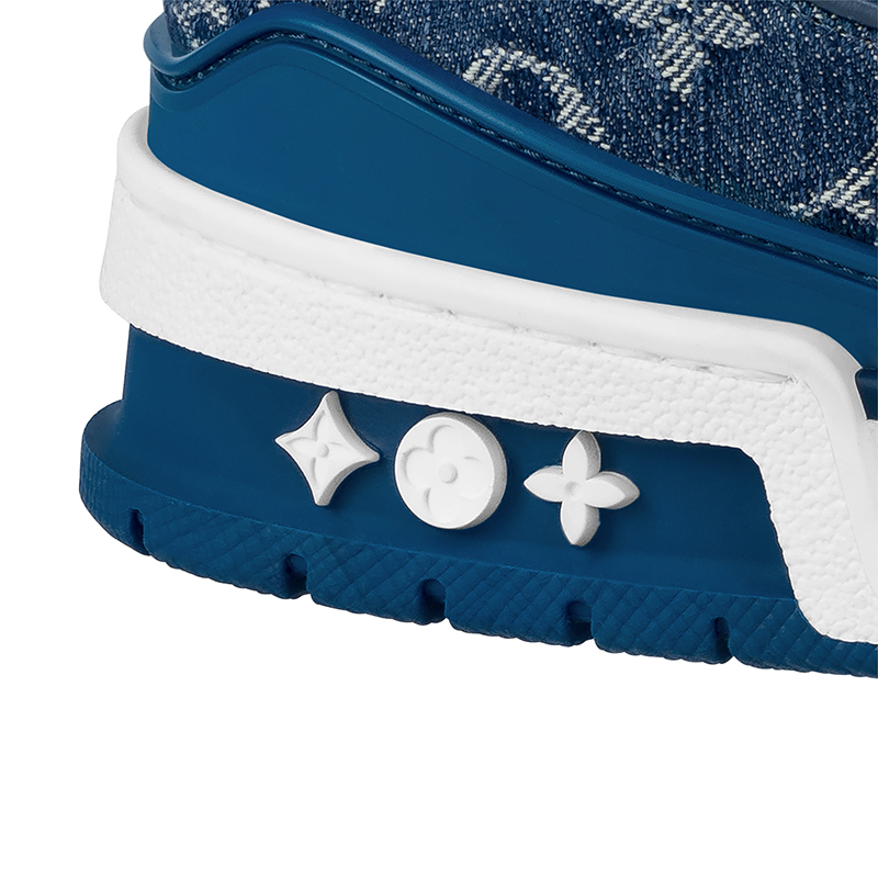 l0*is V*t0n trainer monogram denim white blue