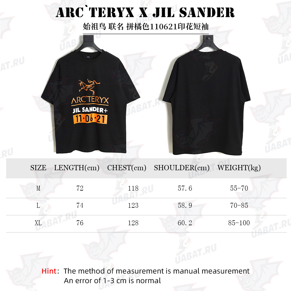 Arc`teryx JIL SANDER Co-branded spell orange 110621 printed short-sleeved TSK1