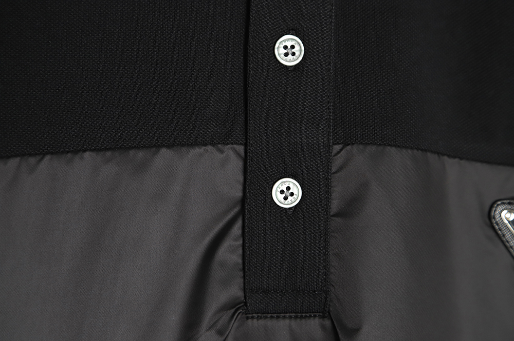 Pra*a 22ss triangle standard nylon stitching polo short sleeve tsk1