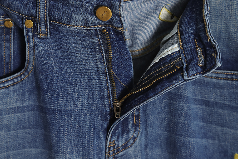 F**di monsters embroidered denim trousers