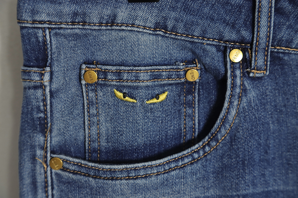 F**di monsters embroidered denim trousers