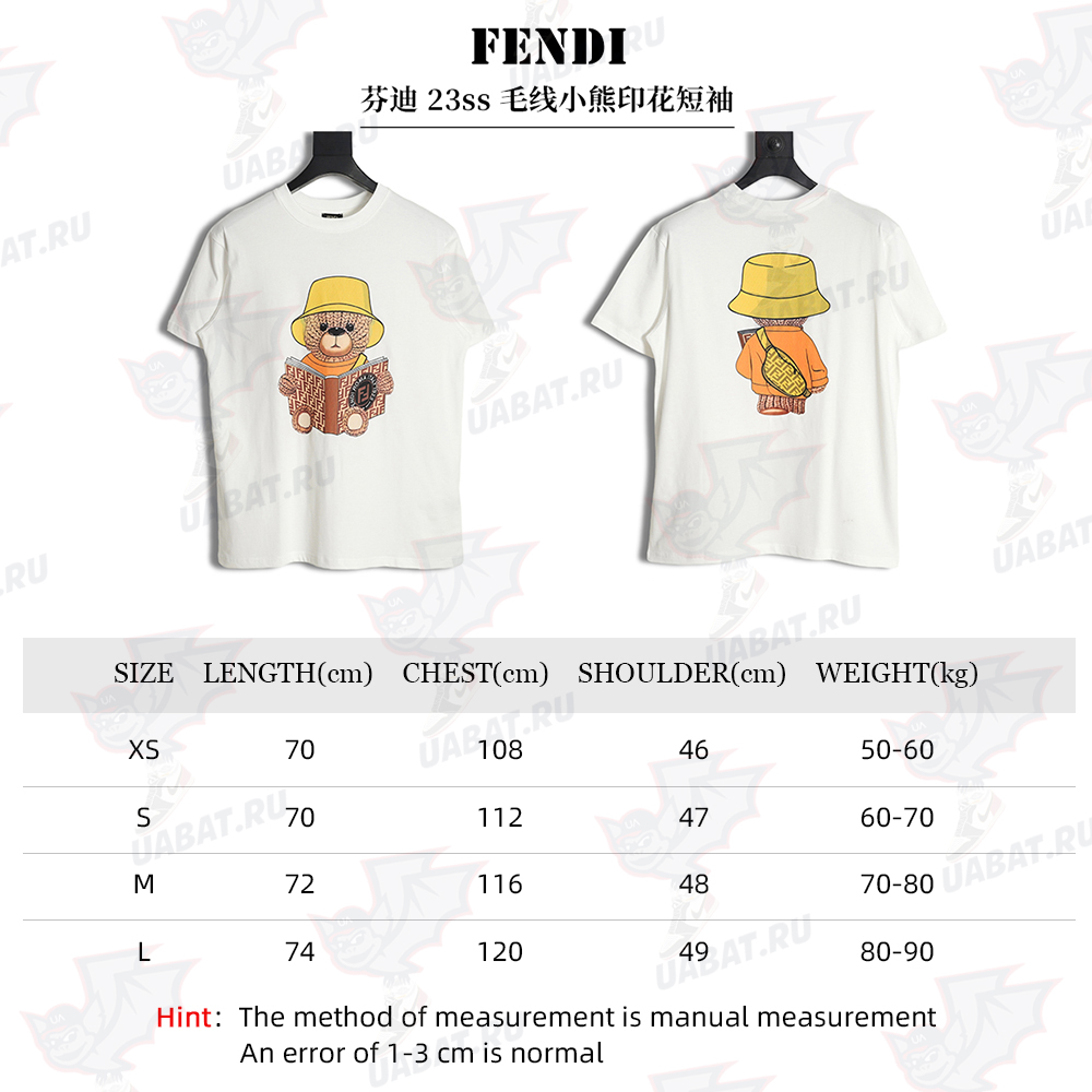 F**di 23ss wool bear print short sleeves