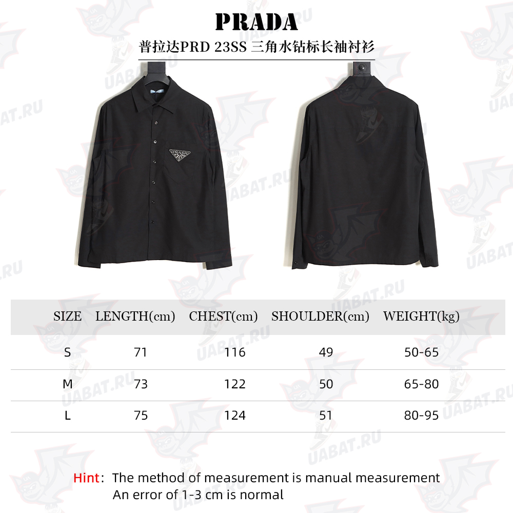 Pra*a prd 23ss triangular rhinestone logo long sleeve shirt tsk1
