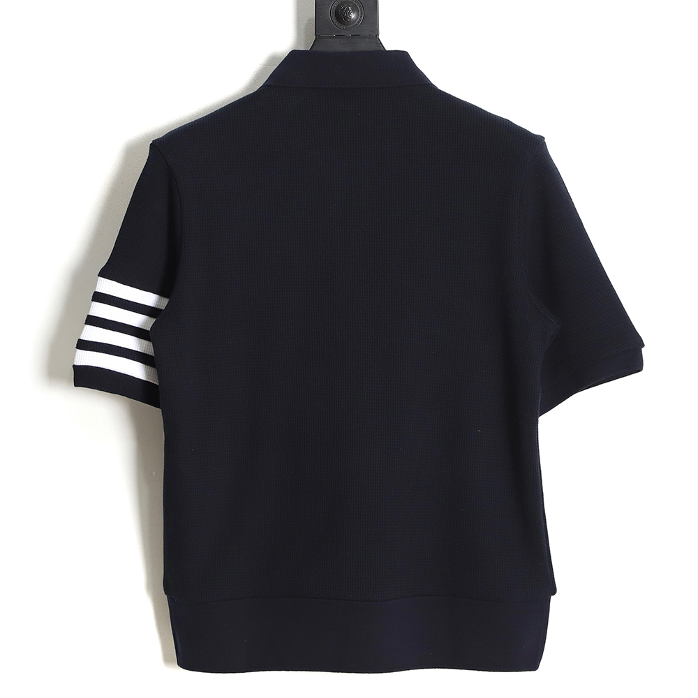 Thom Browne TB Waffle Sleeve Four Bar POLO Short Sleeve TSK2