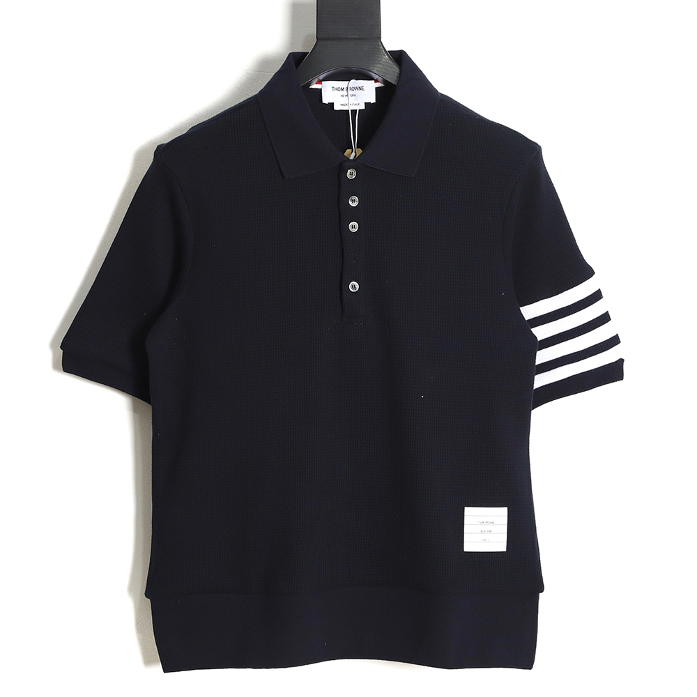 Thom Browne TB Waffle Sleeve Four Bar POLO Short Sleeve TSK2