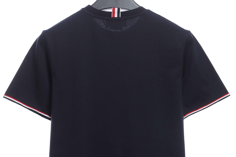 Thom Browne red, white and blue striped webbing overlock short sleeve TSK2