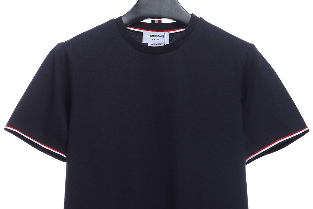 Thom Browne red, white and blue striped webbing overlock short sleeve TSK2