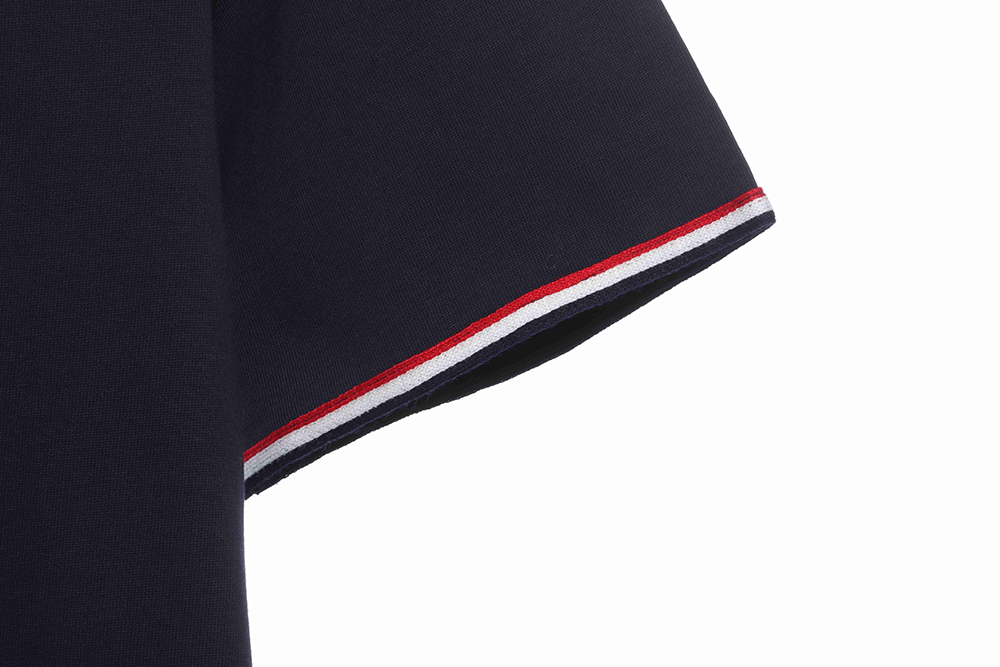 Thom Browne red, white and blue striped webbing overlock short sleeve TSK2
