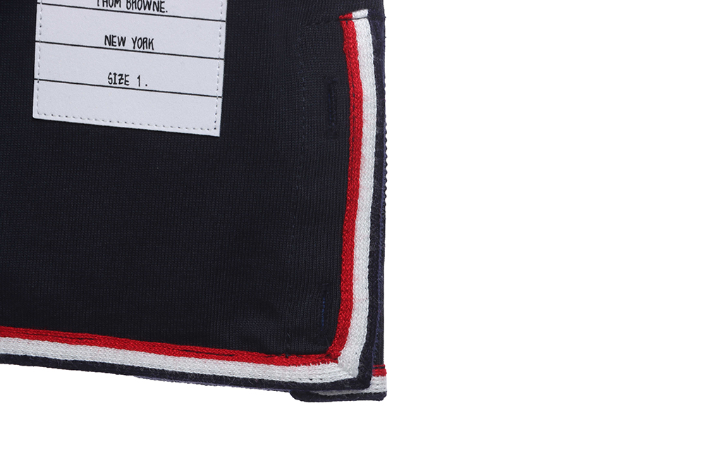 Thom Browne red, white and blue striped webbing overlock short sleeve TSK2