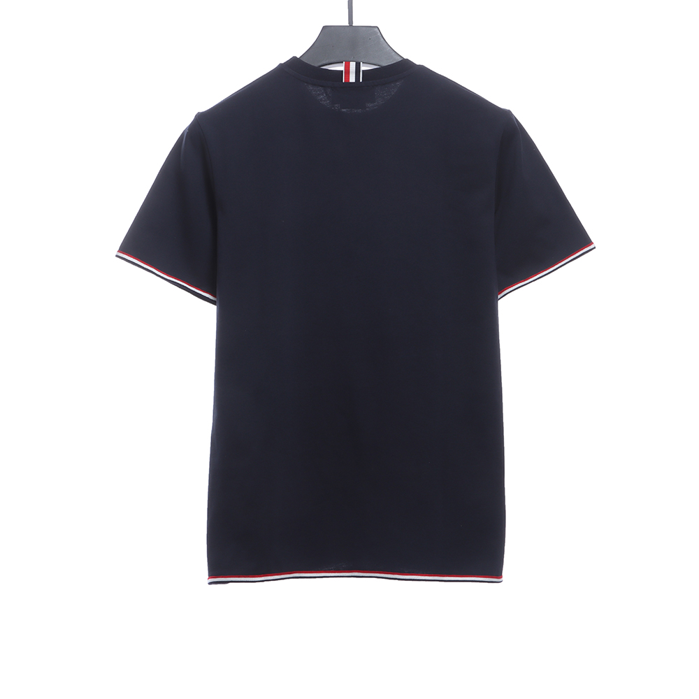 Thom Browne red, white and blue striped webbing overlock short sleeve TSK2