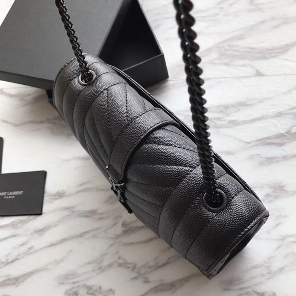 Sa**t Lau*nt envelope embossed leather bags black 600195 21*13*6cm