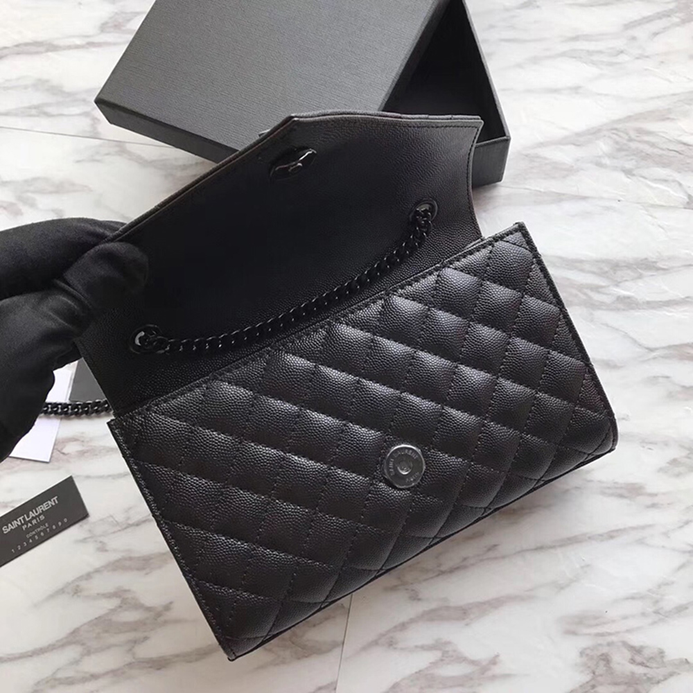 Sa**t Lau*nt envelope embossed leather bags black 600195 21*13*6cm