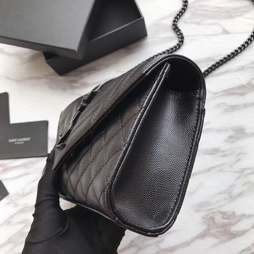Sa**t Lau*nt envelope embossed leather bags black 600195 21*13*6cm