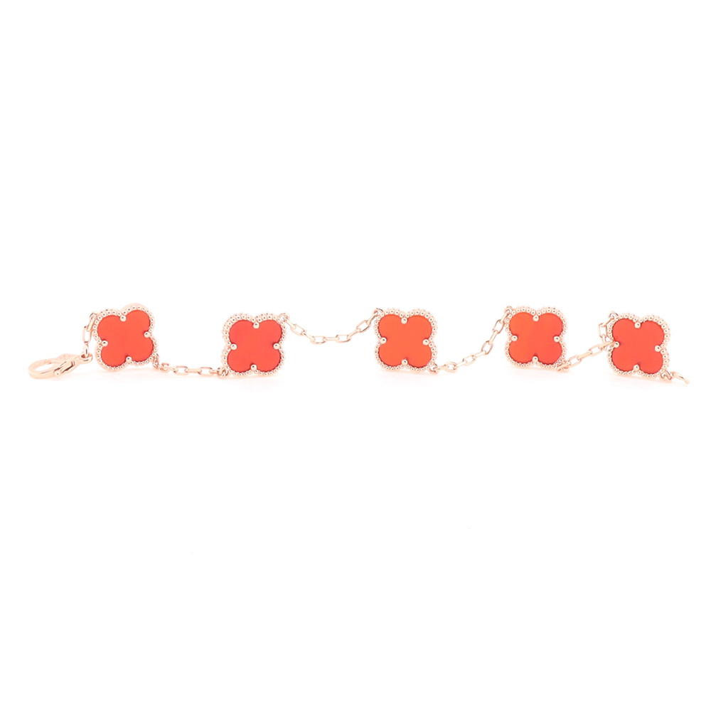 V*N CL*F & arpels rose gold carnelian bracelet