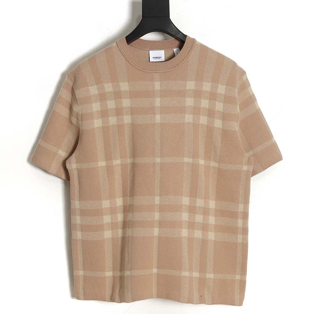 B**rry 23ss wool check knit short sleeve
