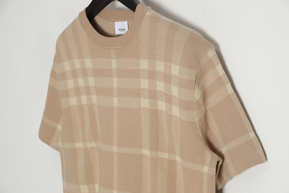 B**rry 23ss wool check knit short sleeve