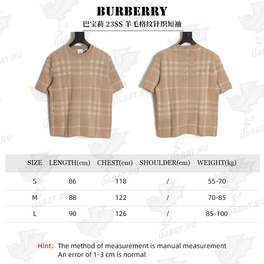 B**rry 23ss wool check knit short sleeve