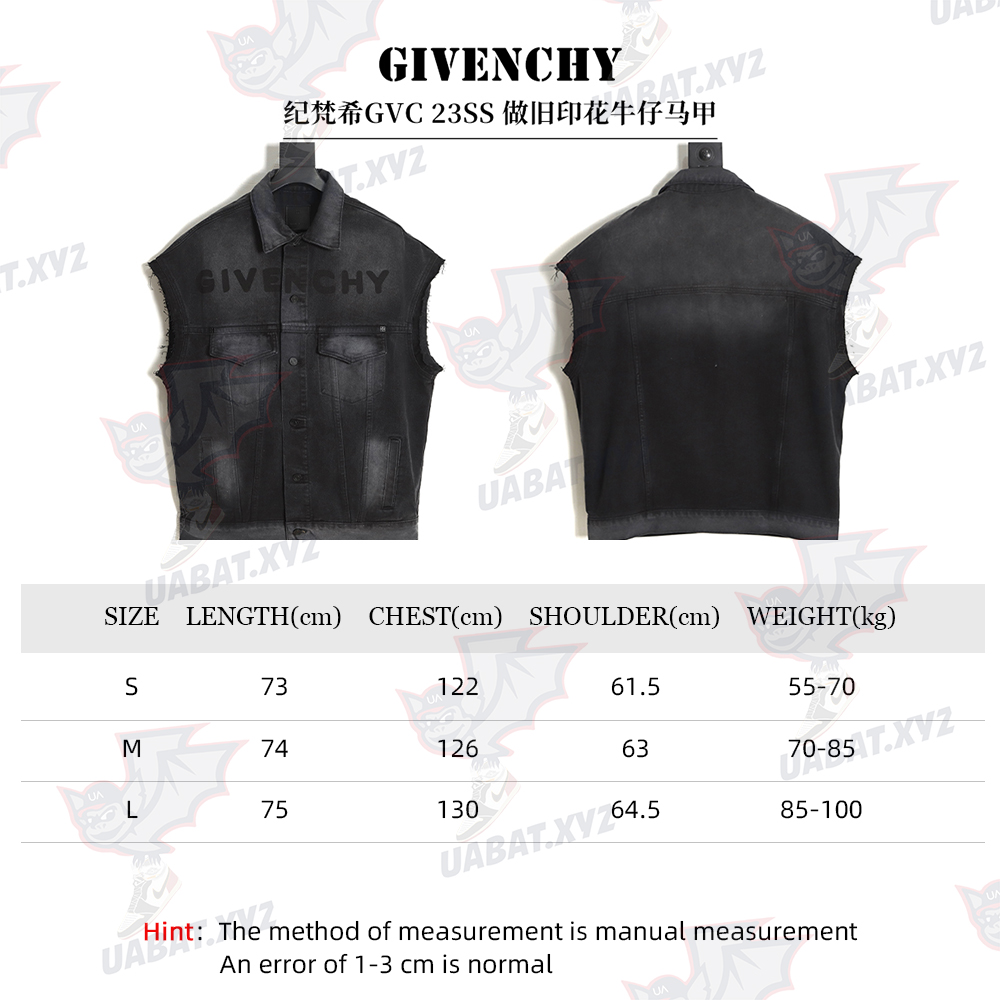 Givenchy GVC 23SS Distressed Print Denim Vest