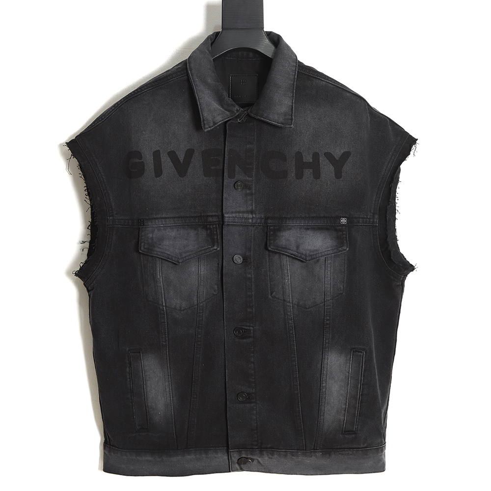 Givenchy GVC 23SS Distressed Print Denim Vest