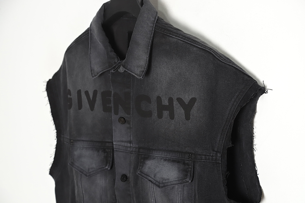 Givenchy GVC 23SS Distressed Print Denim Vest