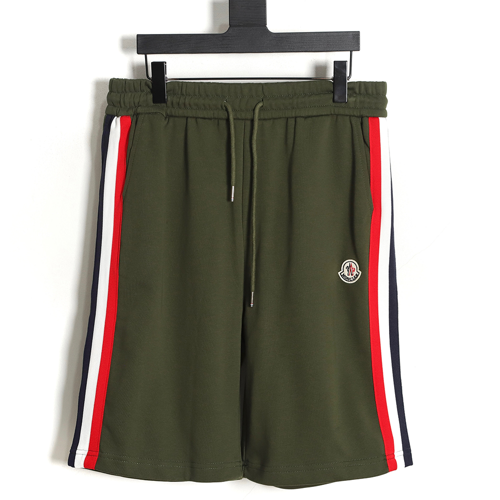 Moncler 23ss logo red blue and white striped webbing shorts