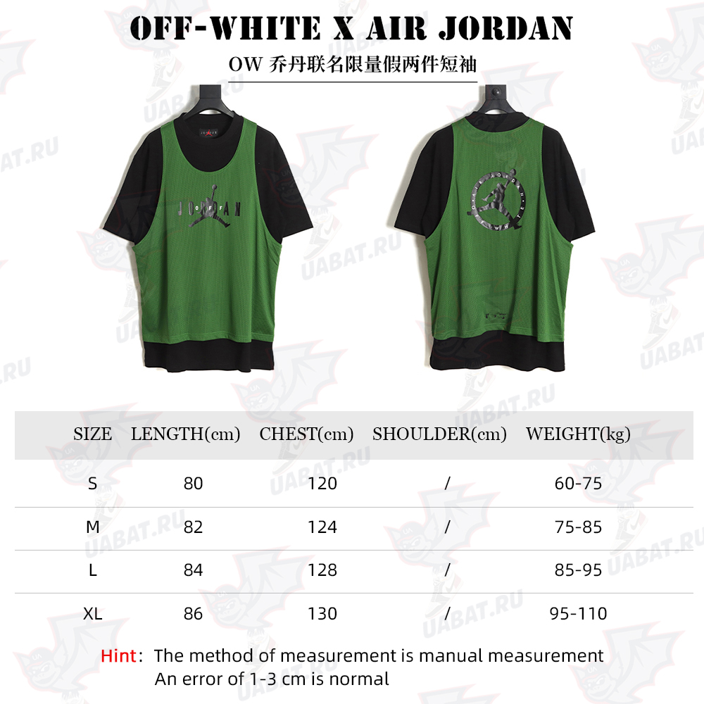 OFF-WHITE x AIR JORDAN OW Jordan joint limited edition fake two short sleeves