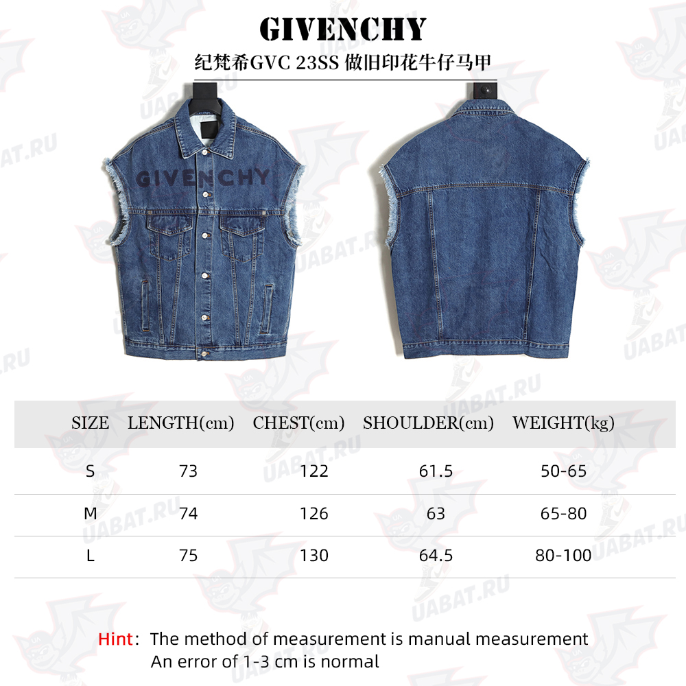 Givenchy Givenchy GVC 23SS old printed denim vest