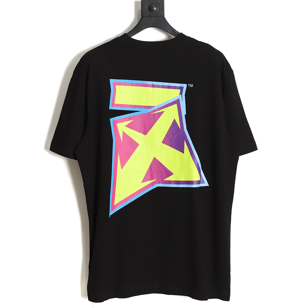 OFF-WHITE OW deformed 3D three-dimensional colorful graffiti arrow short-sleeved T-shirt